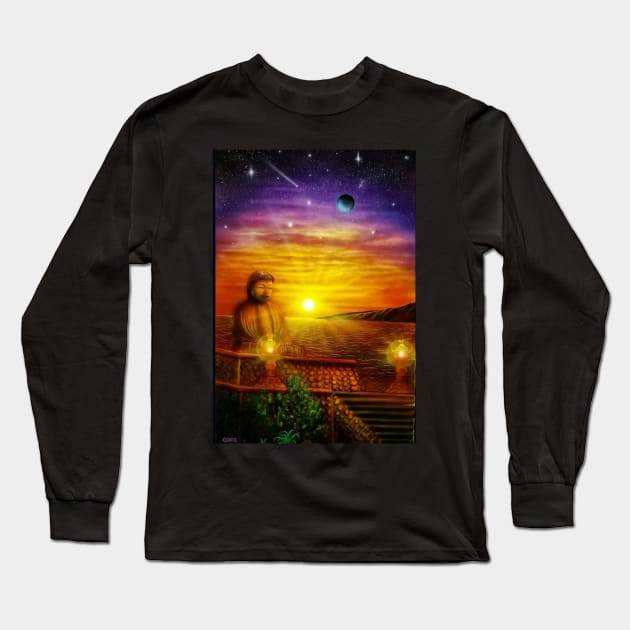 Buddha t-shirt designs Long Sleeve T-Shirt by Coreoceanart